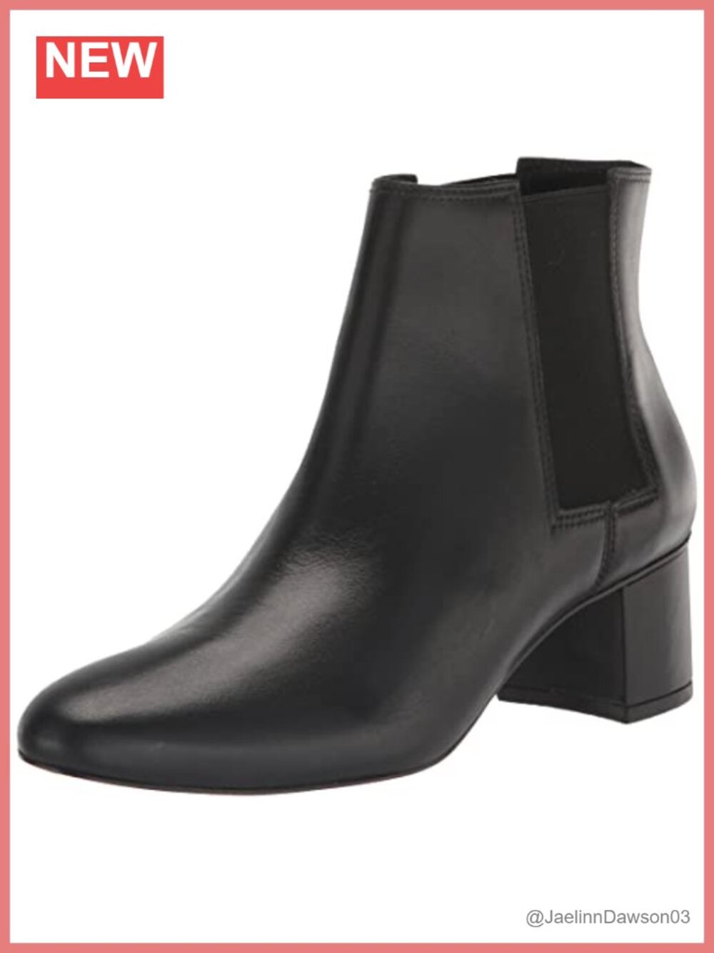 Leather Mid-Calf Bootie Pull-On Block Heel Calf High Boot